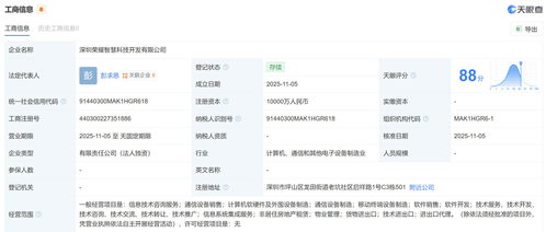榮耀成立智慧科技開發(fā)公司，注冊資本1億元聚焦計算機軟硬件技術(shù)開發(fā)